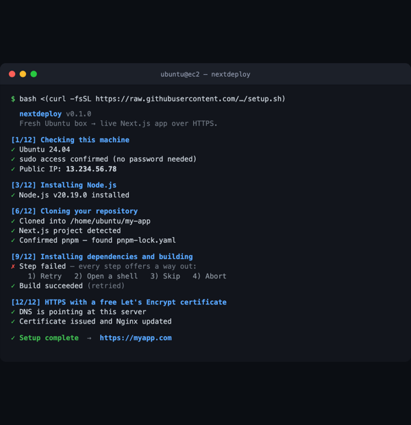nextdeploy one-command deploy script
